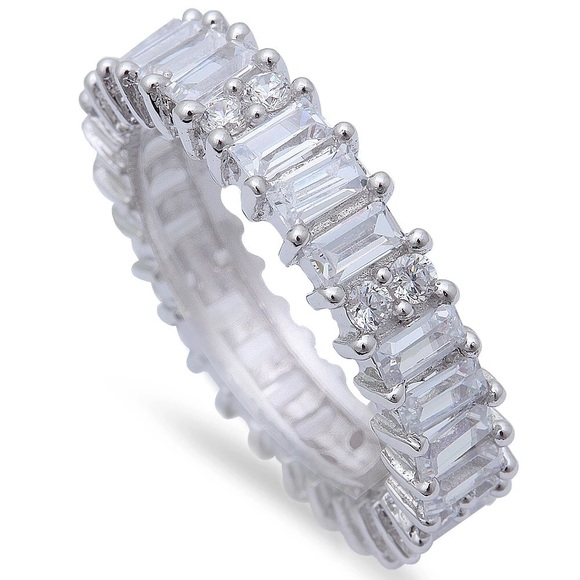 Boutique Jewelry - 2.5 Ct Emerald Cut CZ Eternity Wedding Band Ring